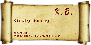 Király Berény névjegykártya
